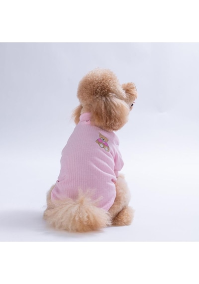 Pembe Teddywood Ayıcık Nakışlı Esnek Sıcak Tutan Köpek Sweati Köpek Kıyafeti Kedi Kıyafeti