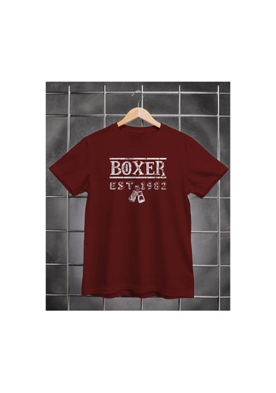 Segungear Boxer Erkek Regular Fit Baskılı Spor Tişört Bordo - 932277136 Bordo