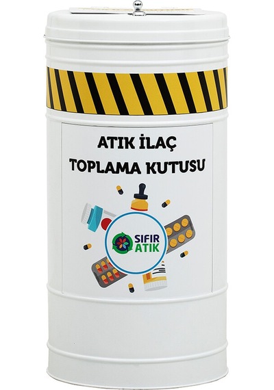 İlaç Atık Kutusu Yuvarlak İlaç Toplama Kovası Geri Dönüşüm Kutusu