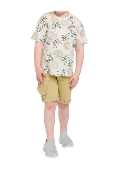 Jack Lions Erkek Çocuk Pamuklu Ananas Baskılı Tshirt-12829-bej Bej