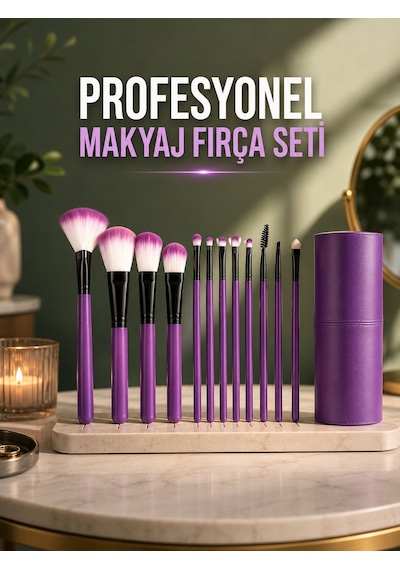 12 Parça Profesyonel Makyaj Fırça Seti - Lisinya 99540354