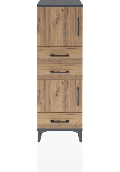 Arges Dolap 2 Raflı 3 Çekmeceli 2 Kapaklı 44x30x134 Antrasit-çam Antrasit