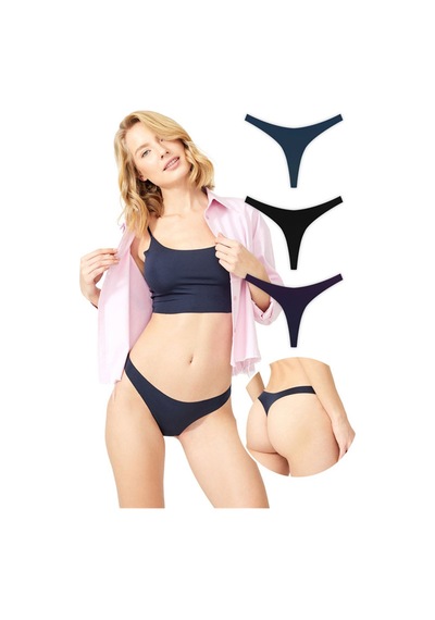 Cottonhill Basic Lazer Kesim Tanga Külot 3'lü Paket - 6 Renkli-10 Çok Renkli