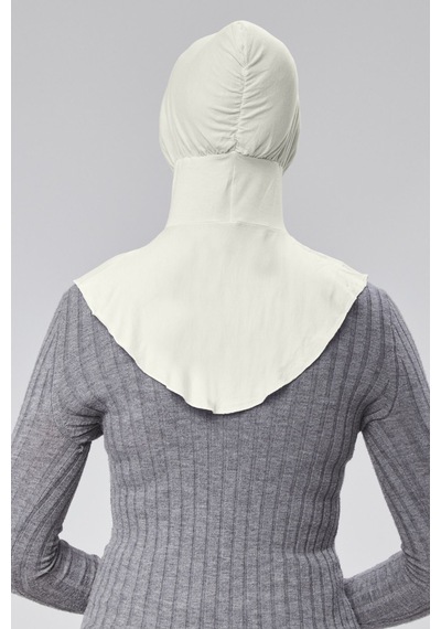 Sonbaharmoda Kadın Pratik Tesettür Sporcu Boyunluklu Hijab Geçmeli Bone Penye Kumaş Ekru