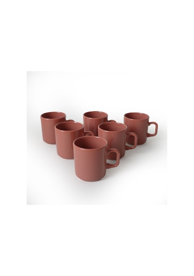 Keramika Kızıl Kahve Formart Kupa 8 Cm 6 Adet 607 Bordo