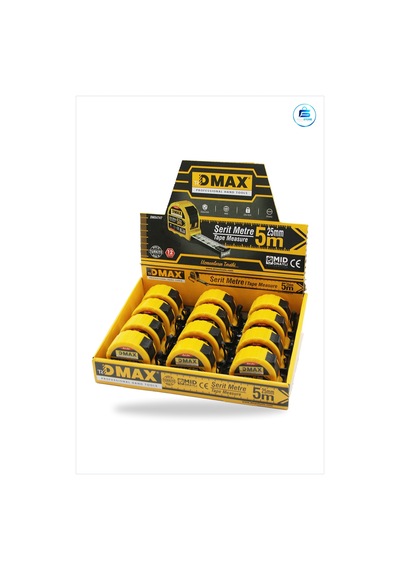 Çelik Şerit Metre 5 M X 25 Mm Otomatik Kilitli Stoplu Hırdavat İn