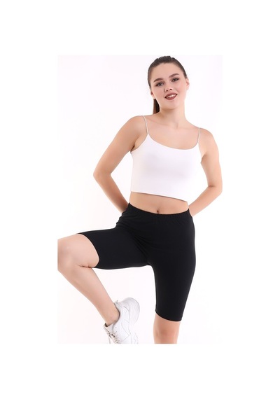 Self Clothing Kadın Siyah Penye Kumaş Yüksek Bel Kısa Tayt Slf1295