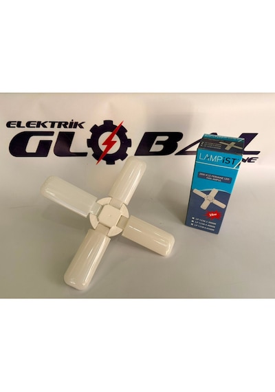 Lampist 28w 4 Kanatlı Katlanabilir Pervane Led Ampul E27 Standart Duy Geniş Açılı Tasarruflu Tavan Lambası 6500k Beyaz Işık Beyaz -6500k
