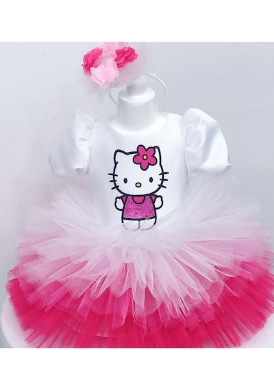 Hello Kitty Baskılı Kız Çocuk Bebek Doğumgünü Elbise Parti Kostüm Hello Kitty Baskılı Kız Çocuk Bebek Doğumgünü Elbise Parti Kostüm