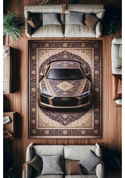 Audi R8 Araba Desenli Halı Dijital Baskı Yıkanabilir Kaymaz Taban Leke Tutmaz Çok Renkli8
