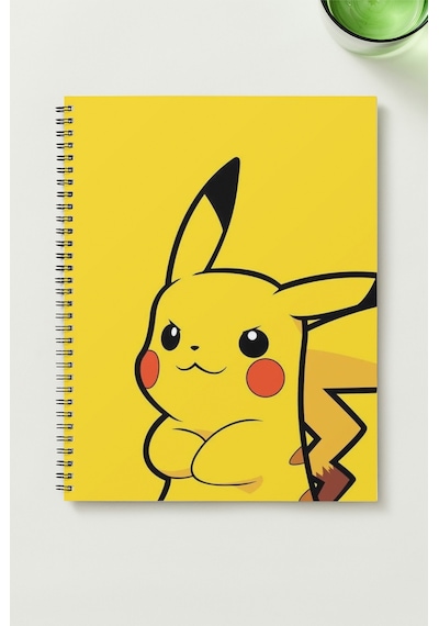 Pikachu A5 Metal Spiralli Çizgisiz Karton Kapak Pikachu Defter Çok Renkli