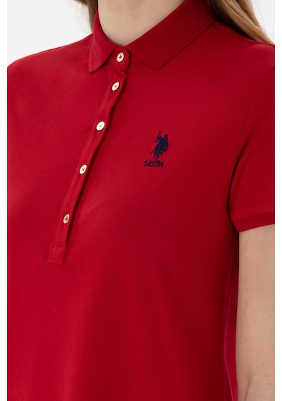 U.S. Polo Assn. Kadın Kırmızı Polo Yaka Mini Boy Örme Elbise 50300881-VR171