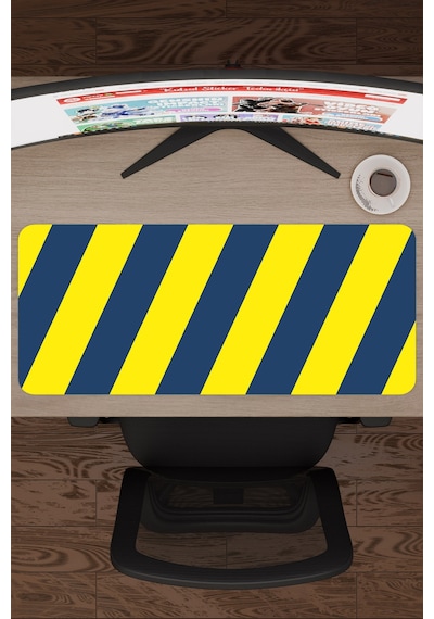 Sarı Lacivert 70x30 Xl Taraftar Gaming Oyuncu Mouse Pad Kaymaz Taban Büyük Klavye Fare Altlığı Şerit