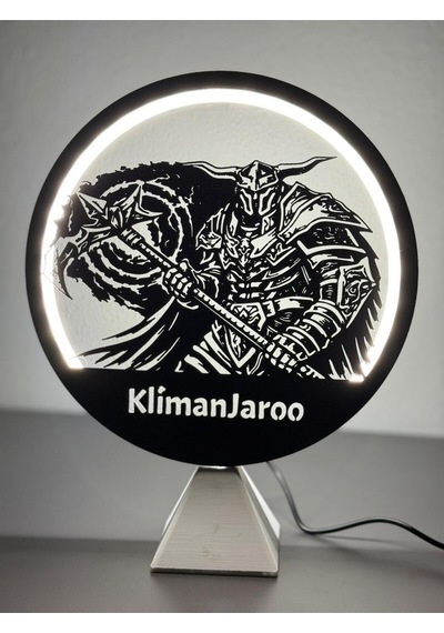 Knight Online Warrior Kişiye Özel İsimli Halka Led Masa Gece Lambası Gamer Oyun Oda Dekor Hediyelik Beyaz