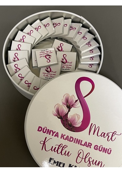 8 Mart Dünya Kadınlar Günü Çikolata Kutusu 40 Adet Çikolatalı