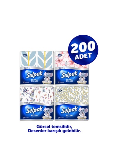 Selpak® Extra Gösterişli Sofralar Peçete 200'lü (20 x 10)