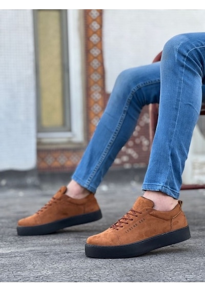 Xramburada Bağcıklı Taba Süet Siyah Taban Spor Klasik Erkek Ayakkabı Taba - Siyah