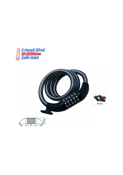 Zedonyon 12x1200 Şifreli Bisiklet Kilidi