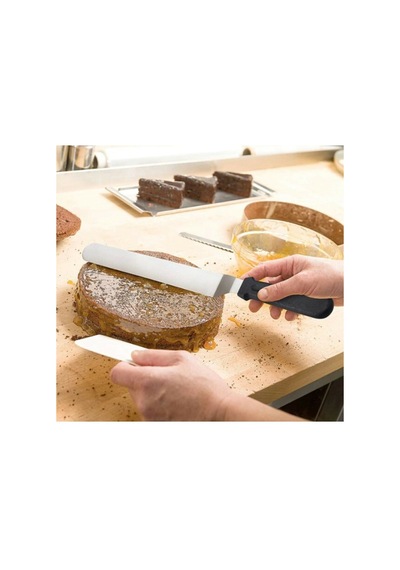 Eğik Pasta Sıvama Spatulası Metal 33 Cm Gri