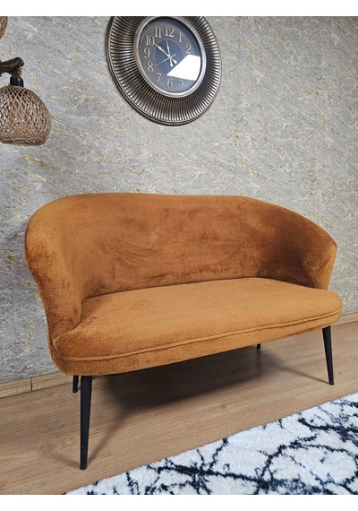 Zafir İkili Teddy Siyah Boyalı Sivriltme Ayak Çay Seti Koltuk İkili Berjer , Balkon, Salon, Ofis Kiremit