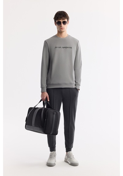 Avva Erkek Gri Bisiklet Yaka Baskılı Bi-stretch İnterlok Regular Fit Sweatshirt A51y1208