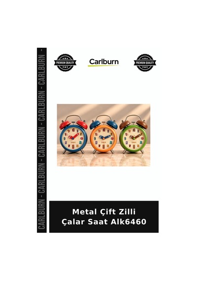 Metal Çift Zilli Çalar Saat Alk6460 Klasik Ofis Dekor Salon Çok Renkli