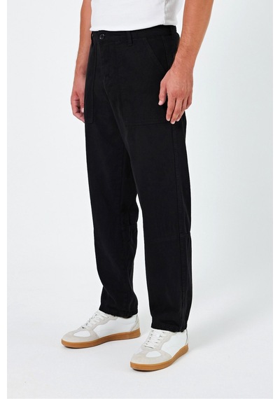 Tarz Cool Erkek Düz Baggy Jean Pantolon Siyah