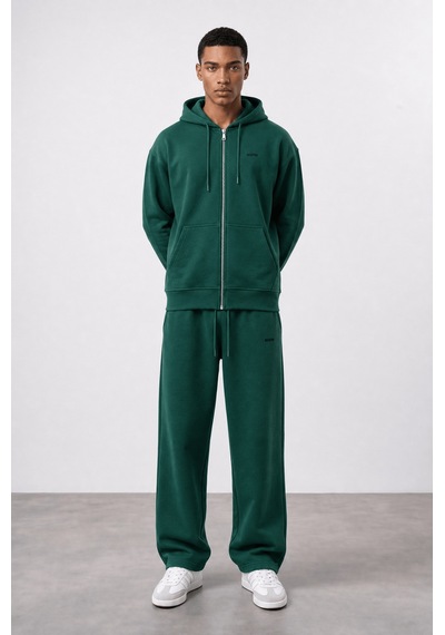 Erkek Respire Basic Oversize Zip Zümrüt Zümrüt Yeşili