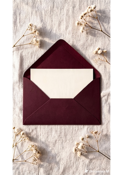 25 Adet 13x18 Cm Premium Kalite Davetiye Zarfı Bordo