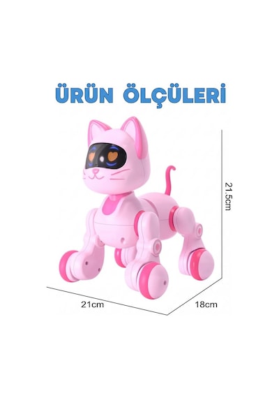 Akıllı Robot Kedi Zeka Dolu Eğitici Uzaktan Kumandalı Sesli Ve Hareketli Oyuncak Kedi Pembe