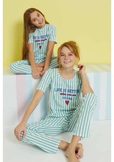 Siyah İnci Örme Pijama Takım 24107096 Çok Renkli
