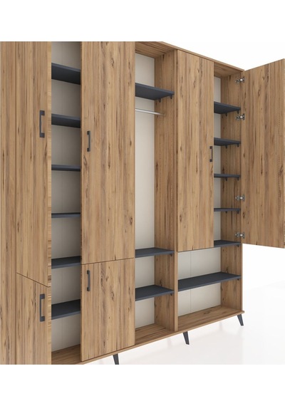 Arges Dolap 15 Raflı 5 Kapaklı Tek Askılı 220x30x243 Çam-çam/antrasit Atlas Çam/antrasıt Arges Dolap 15 Raflı 5 Kapaklı Tek Askılı 220x30x243 Çam-çam/antrasit Atlas Çam/antrasıt