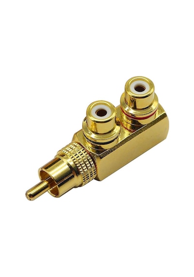 1 Erkek - 2 Dişi Gold 90 Derece Rca Çoklayıcı Tek