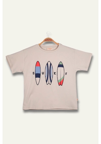Zeyland Erkek Çoçuk Sörf Baskılı T-shirt - Taş Rengi Taş Rengi