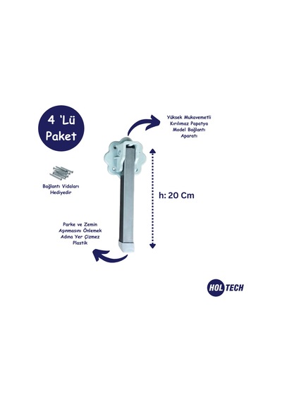 Katlanır Metal Yer Sofrası Ayağı 4 Adet 20 Cm