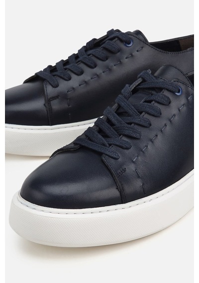 Yaya Erkek Lacivert Deri Bağcıklı Kalın Tabanlı Günlük Sneaker