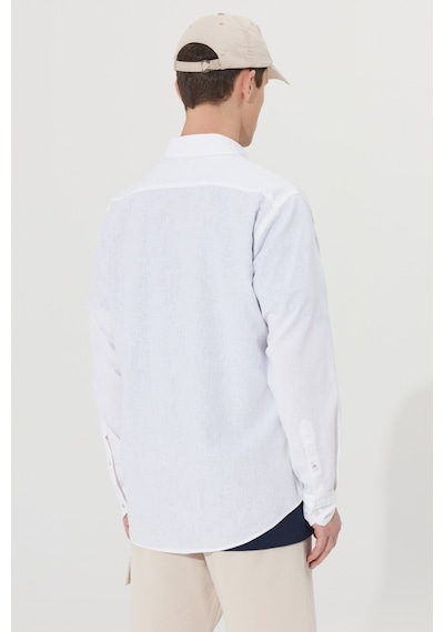 AC&Co / Altınyıldız Classics Erkek Comfort Fit Rahat Kesim Düğmeli Yaka Keten Gömlek Beyaz AC&Co / Altınyıldız Classics Erkek Comfort Fit Rahat Kesim Düğmeli Yaka Keten Gömlek Beyaz