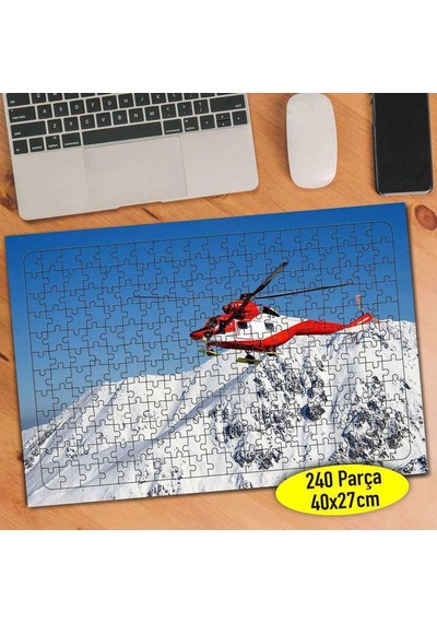 Dağ Tepesinde Helikopter 240 Parça Puzzle Yapboz Tablo-93140060