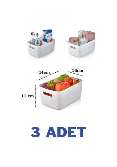 3 Adet Lotus Dolap Içi Düzenleyici Sepet, Dekoratif Saklama Kutusu, Banyo Ve Mutfak Organizeri Beyaz