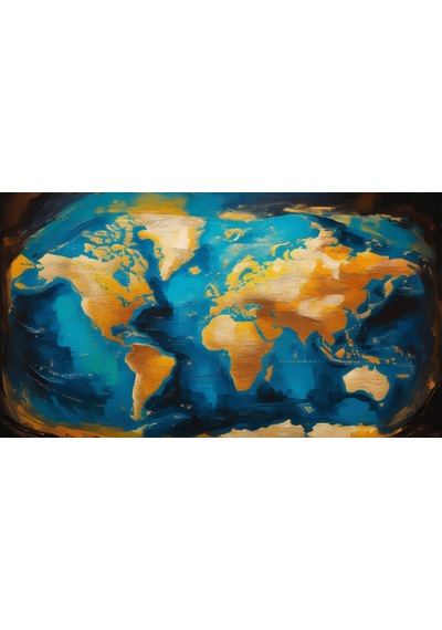 Dünya Harita Tablosu 02 Çerçevesiz 90x60cm Pvc Tablo