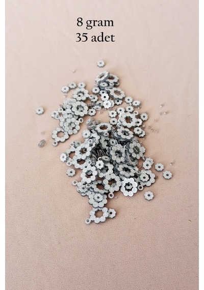Oya Abiye Bileklik Kolye Pleksi Metalik Plastik Pul Gümüş Renk 8 Gram 35 Adet - Bnc501