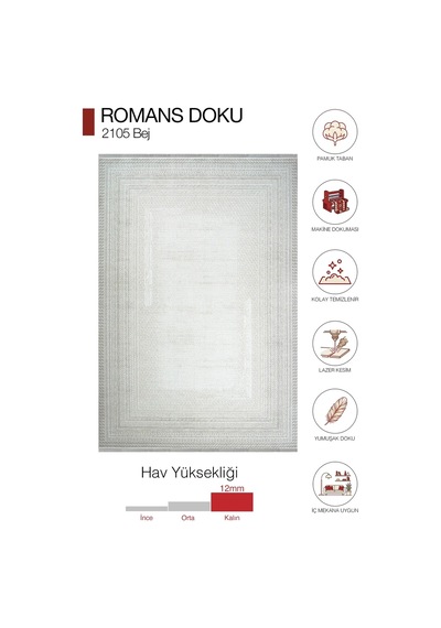 Hoom Rugs Doku 2105 Bej Modern Salon Halısı