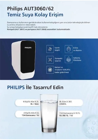 Philips Aut3060/62 Pompasız Su Arıtma Cihazı