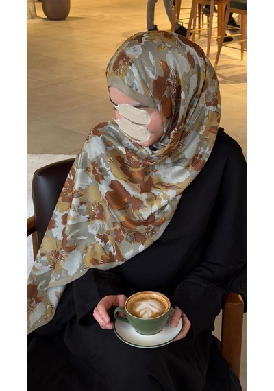 Qalortex Scarf Pamuklu Garden Desen Şal-küf Yeşil