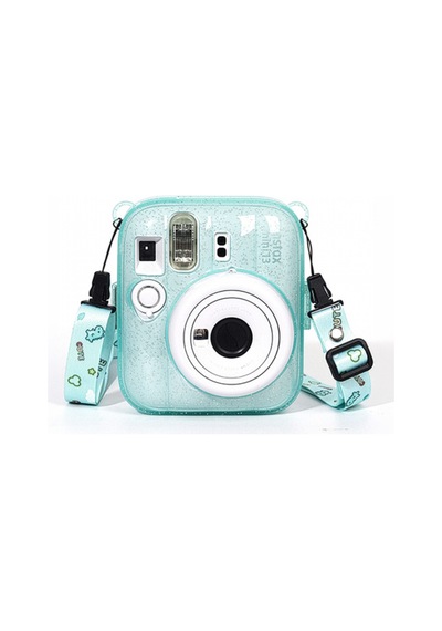 Instax Mini 13 Yeşil Fotoğraf Makinesi Simli Pleksi Kılıf Ve 10'lu Film Hediye Seti
