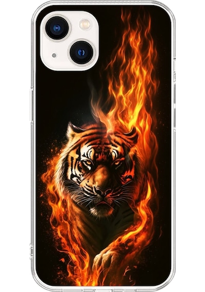 Apple Uyumlu iPhone 15 Plus Şeffaf Kılıf Kaplan Tasarımlı
