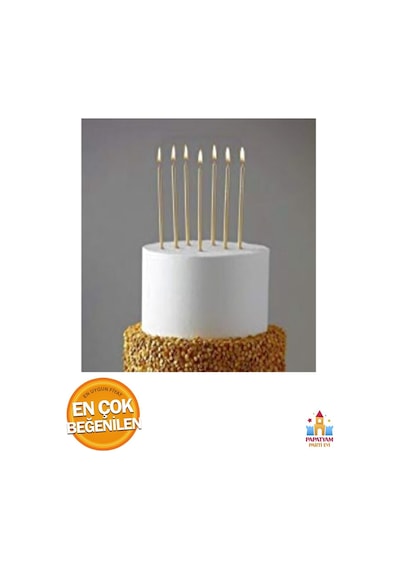 Altın Renk Pasta Mumu 6'lı Set - 20 Cm Boyunda Tüm Yaşlar