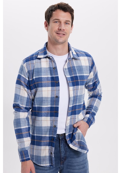 Tudors Erkek Slim Fit Dar Kesim Kareli Kışlık Oduncu Gömlek-42118 Mavi Tudors Erkek Slim Fit Dar Kesim Kareli Kışlık Oduncu Gömlek-42118 Mavi