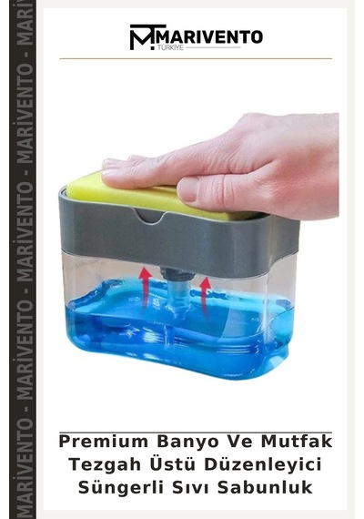 Premium Banyo Ve Mutfak Tezgah Üstü Düzenleyici Süngerli Sıvı Sabunluk Çok Renkli