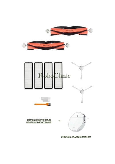 Dreame Vacuum Mop F9 Robot Süpürge Uyumlu Yedek Fırça,hepa Filtre Seti-10 Parça